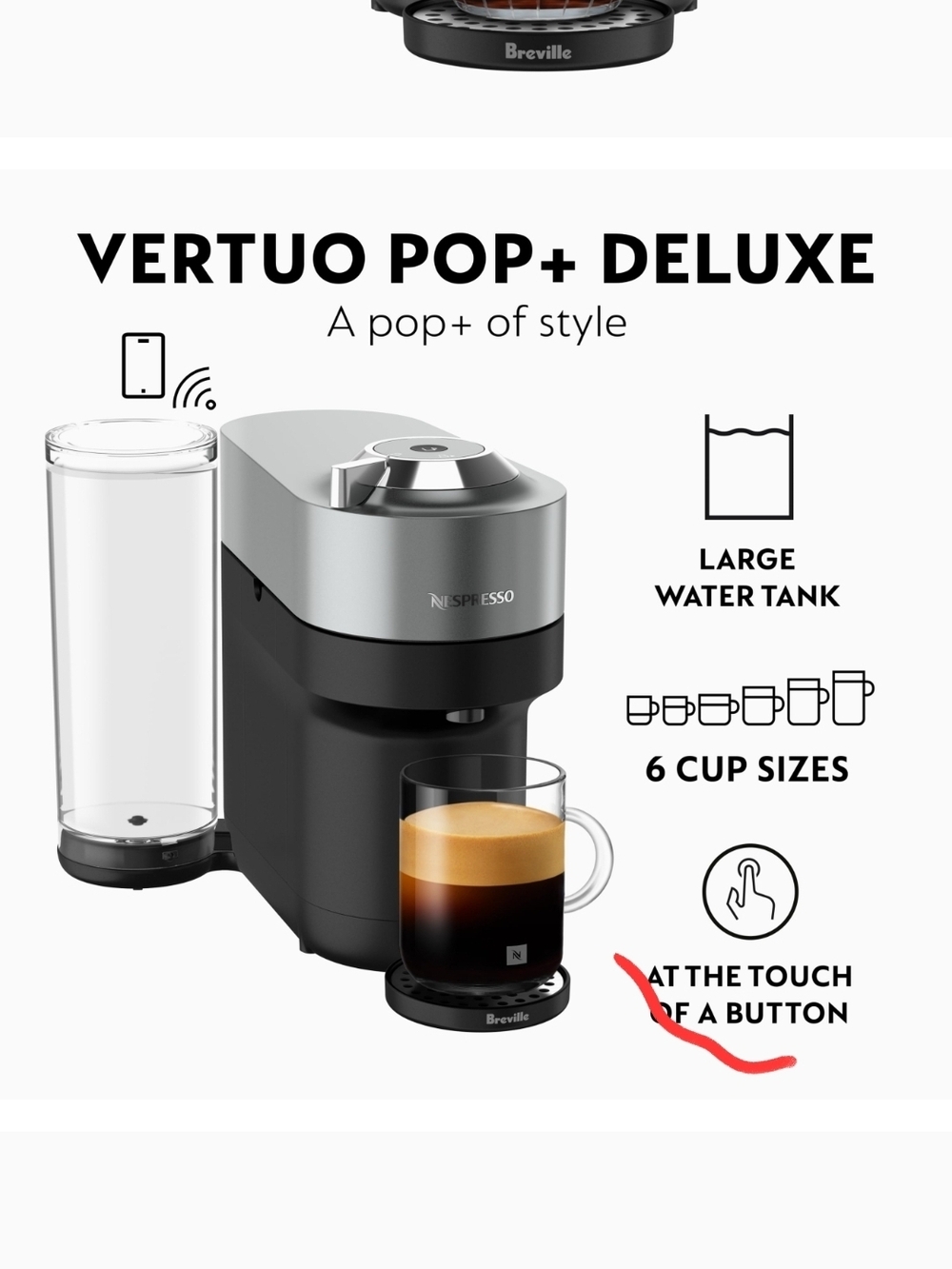 Nespresso Vertuo Pop+ Deluxe NIB (3 Avail)  - Silver & Black By DeLonghi W Pods